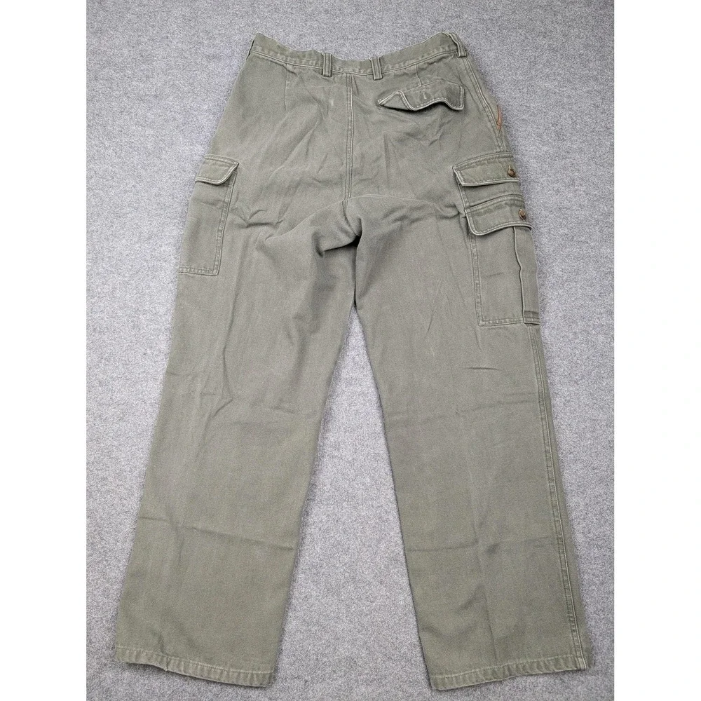 Vintage Orvis Pants Mens 30x29 Green Canvas Cargo Relaxed Fit Hong Kong Workwear